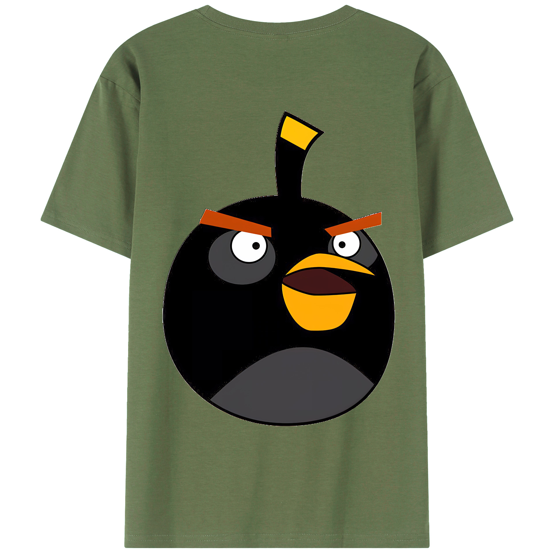 （画像用） Angry Birds アングリーバード 綿100％ メンズ半袖Tシャツ（バックプリント） 通気性